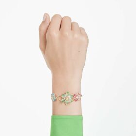 Idyllia-Armband mit gemischten Schliffen, Blume, mehrfarbig, goldfarben plattiert