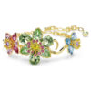 Idyllia-Armband mit gemischten Schliffen, Blume, mehrfarbig, goldfarben plattiert
