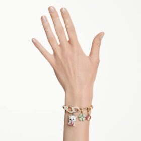 Idyllia-Armband mit gemischten Schliffen, gemischten Motiven, mehrfarbig, goldfarben plattiert