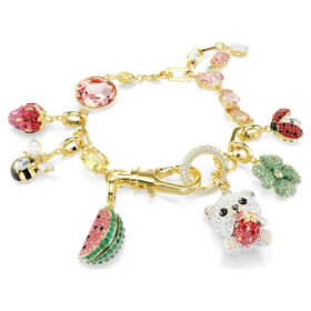 Idyllia-Armband mit gemischten Schliffen, gemischten Motiven, mehrfarbig, goldfarben plattiert