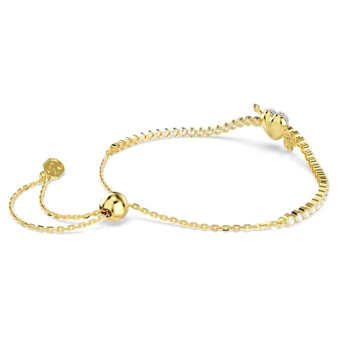 Idyllia-Armband mit gemischten Schliffen, Herz mit Pfeil, weiß, vergoldet Idyllia-Armband mit gemischten Schliffen, Herz mit Pfeil, weiß, vergoldet