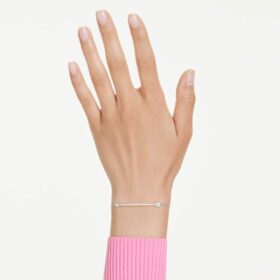Idyllia-Armband mit gemischten Schliffen, Pfeil, weiß, rhodiniert