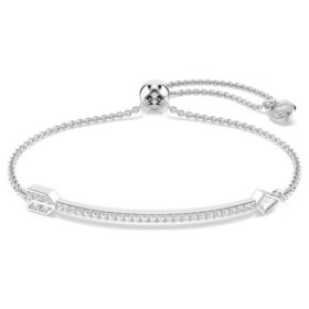 Idyllia-Armband mit gemischten Schliffen, Pfeil, weiß, rhodiniert