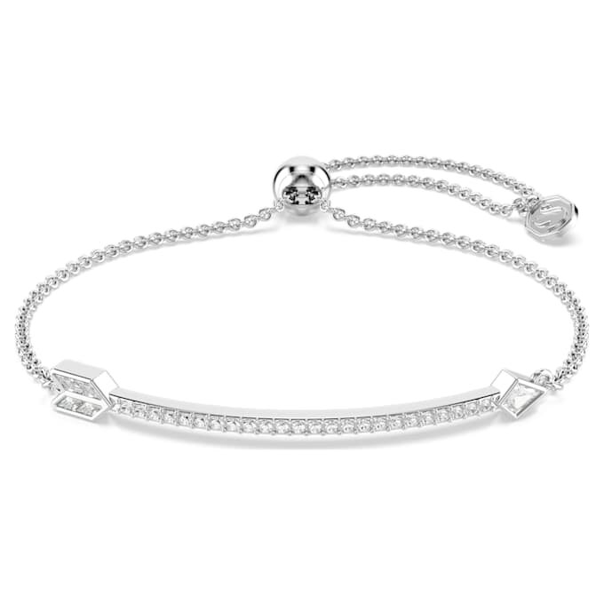 Idyllia-Armband mit gemischten Schliffen, Pfeil, weiß, rhodiniert Idyllia-Armband mit gemischten Schliffen, Pfeil, weiß, rhodiniert