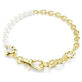 Idyllia-Armband mit Kristallperlen, weiß, vergoldet Idyllia-Armband mit Kristallperlen, weiß, vergoldet