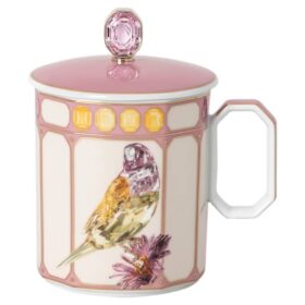 Idyllia-Becher aus Porzellan, Kristall-Print-Motiv, Fink, Rosa