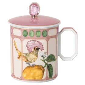 Idyllia-Becher aus Porzellan, Kristalldruck-Motiv, Fliegenschnäpper, Rosa Idyllia-Becher aus Porzellan, Kristalldruck-Motiv, Fliegenschnäpper, Rosa