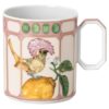 Idyllia-Becher aus Porzellan, Kristalldruck-Motiv, Fliegenschnäpper, Rosa