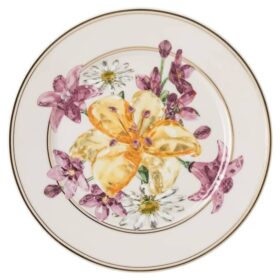 Idyllia Brotteller aus Porzellan, Kristalldruck-Motiv, Blumenstrauß, mehrfarbig