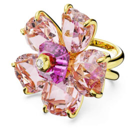 Idyllia Cocktailring „Flower“, rosa, goldfarben plattiert