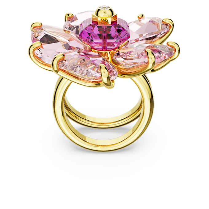 Idyllia Cocktailring „Flower“, rosa, goldfarben plattiert Idyllia Cocktailring „Flower“, rosa, goldfarben plattiert
