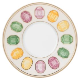 Idyllia Espressotasse mit Untertasse aus Porzellan, Kristall-Print-Motiv, Citron, mehrfarbig