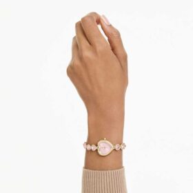 Idyllia Heart Uhr mit Kristall-Armband, rosa, goldfarben