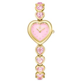 Idyllia Heart Uhr mit Kristall-Armband, rosa, goldfarben