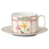 Idyllia Kombitasse mit Untertasse aus Porzellan, Kristalldruck-Motiv, Blumenstrauß, mehrfarbig Idyllia Kombitasse mit Untertasse aus Porzellan, Kristalldruck-Motiv, Blumenstrauß, mehrfarbig