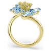 Idyllia Offener Ring mit gemischten Schliffen, Blume, Blau, goldfarben plattiert Idyllia Offener Ring mit gemischten Schliffen, Blume, Blau, goldfarben plattiert