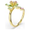 Idyllia Offener Ring mit gemischten Schliffen, Blume, grün, goldfarben plattiert Idyllia Offener Ring mit gemischten Schliffen, Blume, grün, goldfarben plattiert