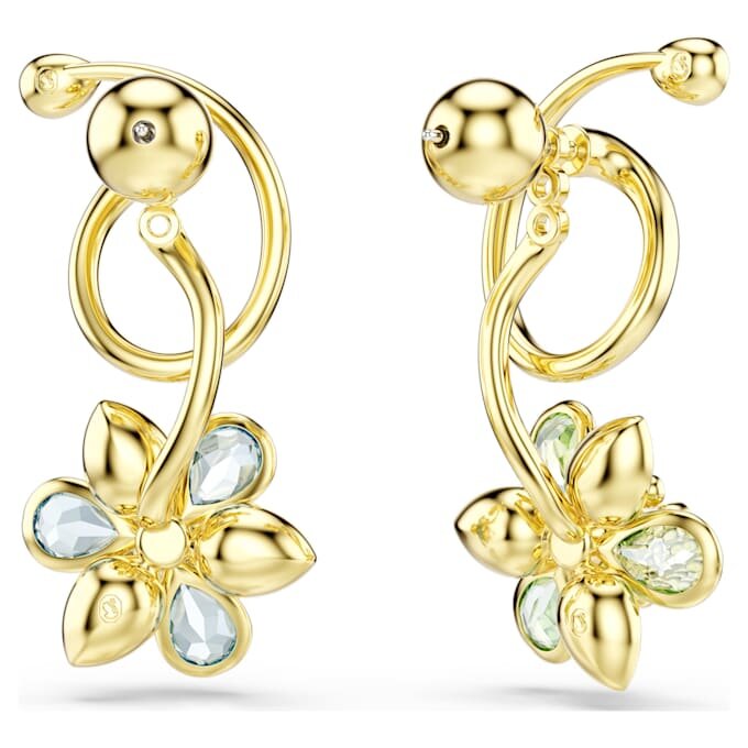 Idyllia-Ohrringe im asymmetrischen Design, gemischte Schliffe, Blumenmotiv, mehrfarbig, goldfarben plattiert Idyllia-Ohrringe im asymmetrischen Design, gemischte Schliffe, Blumenmotiv, mehrfarbig, goldfarben plattiert