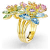 Idyllia-Ring mit gemischten Schliffen, Blume, mehrfarbig, vergoldet