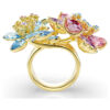 Idyllia-Ring mit gemischten Schliffen, Blume, mehrfarbig, vergoldet