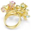 Idyllia-Ring mit gemischten Schliffen, Blume, mehrfarbig, vergoldet