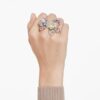 Idyllia-Ring mit gemischten Schliffen, Pavé, Blumenmotiv, mehrfarbig, goldfarben plattiert