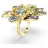 Idyllia-Ring mit gemischten Schliffen, Pavé, Blumenmotiv, mehrfarbig, goldfarben plattiert