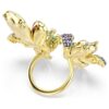 Idyllia-Ring mit gemischten Schliffen, Pavé, Blumenmotiv, mehrfarbig, goldfarben plattiert