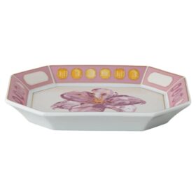 Idyllia-Tablett aus Porzellan, Kristall-Druckmotiv, Blume, klein, rosa