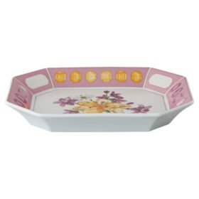 Idyllia-Tablett aus Porzellan, Kristall-Druckmotiv, Blumen, groß, rosa