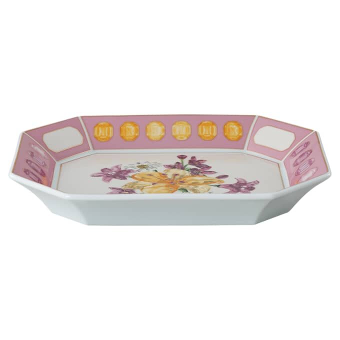 Idyllia-Tablett aus Porzellan, Kristall-Druckmotiv, Blumen, groß, rosa Idyllia-Tablett aus Porzellan, Kristall-Druckmotiv, Blumen, groß, rosa