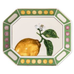 Idyllia-Tablett aus Porzellan, Kristall-Druckmotiv, Citron, klein, mehrfarbig