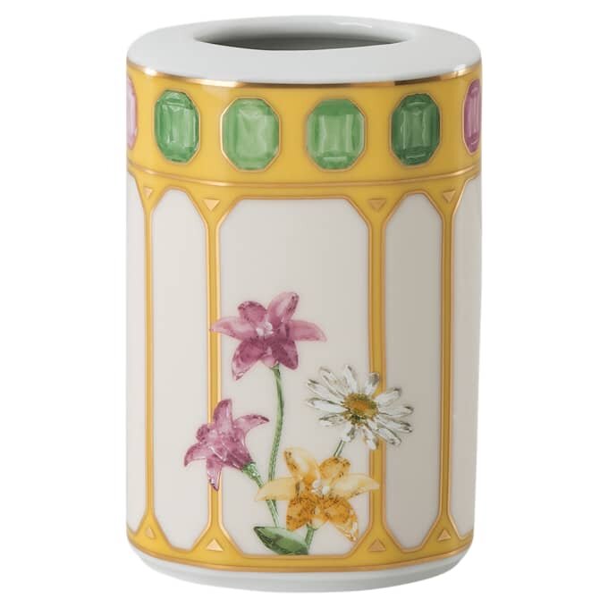 Idyllia-Vase aus Porzellan, Kristall-Print-Motiv, Blume, Gelb Idyllia-Vase aus Porzellan, Kristall-Print-Motiv, Blume, Gelb