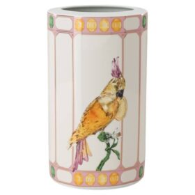 Idyllia-Vase aus Porzellan, Kristalldruck-Motiv, Vogel, mehrfarbig Idyllia-Vase aus Porzellan, Kristalldruck-Motiv, Vogel, mehrfarbig