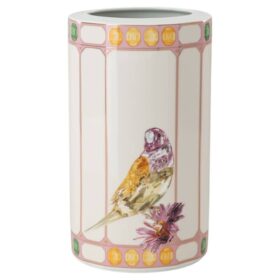 Idyllia-Vase aus Porzellan, Kristalldruck-Motiv, Vogel, mehrfarbig Idyllia-Vase aus Porzellan, Kristalldruck-Motiv, Vogel, mehrfarbig