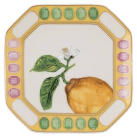 Idyllia Vide Poche Porzellan, Kristalldruck-Motiv, Zitrone, Gelb