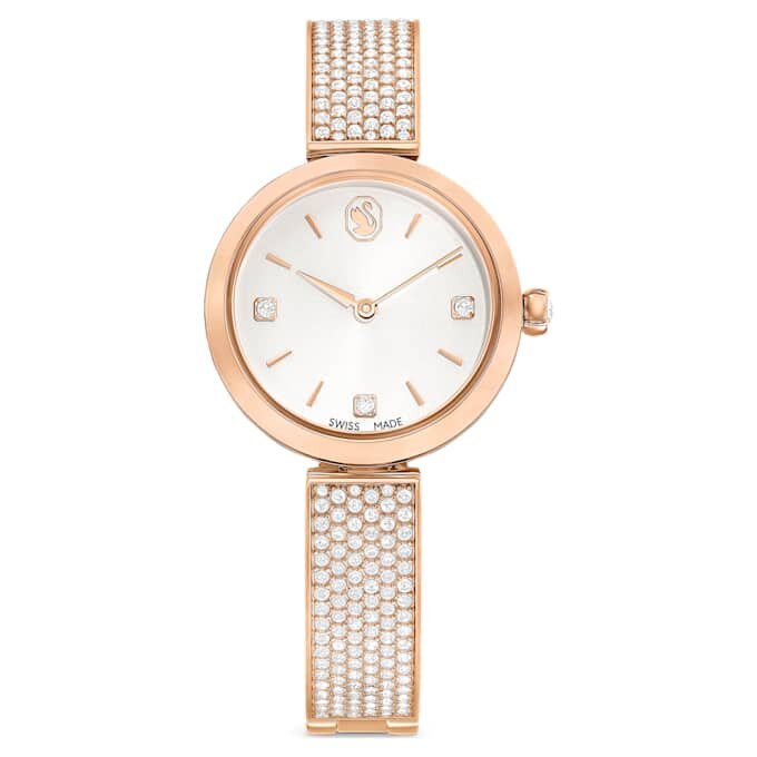 Illumina-Uhr Swiss Made, Metallarmband, Roségold-Farbton, roségoldfarbene Oberfläche Illumina-Uhr Swiss Made, Metallarmband, Roségold-Farbton, roségoldfarbene Oberfläche