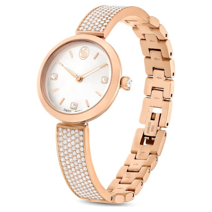 Illumina-Uhr Swiss Made, Metallarmband, Roségold-Farbton, roségoldfarbene Oberfläche Illumina-Uhr Swiss Made, Metallarmband, Roségold-Farbton, roségoldfarbene Oberfläche