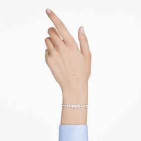 Imber-Armband mit gemischten Rundschliffen, weiß, rhodiniert