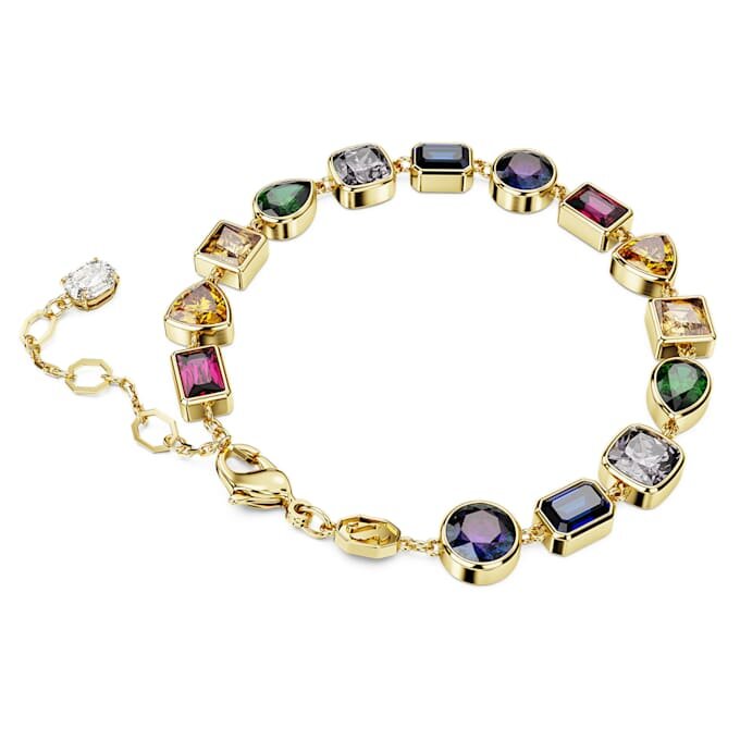 Imber-Armband mit gemischten Schliffen, mehrfarbig, goldfarben plattiert Imber-Armband mit gemischten Schliffen, mehrfarbig, goldfarben plattiert