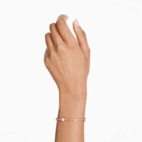 Imber-Armband mit rundem Schliff, weiß, roségoldfarben plattiert