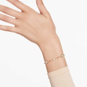 Imber-Armband, Rundschliff, verstreutes Design, Weiß, vergoldet
