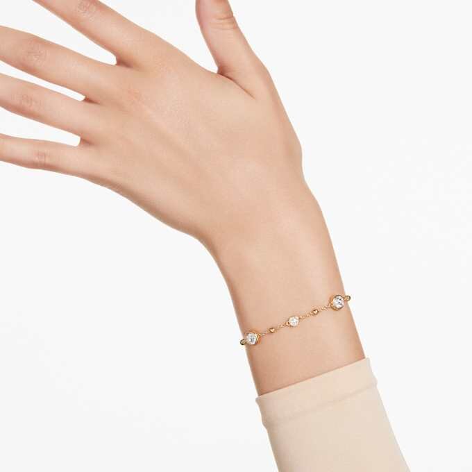 Imber-Armband, Rundschliff, verstreutes Design, Weiß, vergoldet Imber-Armband, Rundschliff, verstreutes Design, Weiß, vergoldet