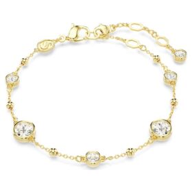 Imber-Armband, Rundschliff, verstreutes Design, Weiß, vergoldet