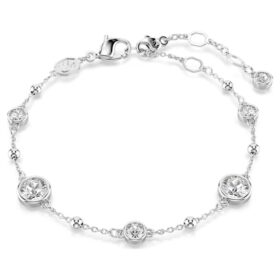 Imber-Armband, Rundschliff, weiß, rhodiniert