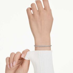 Imber Emily Tennisarmband mit rundgeschliffenen Steinen, schwarz, rhodiniert