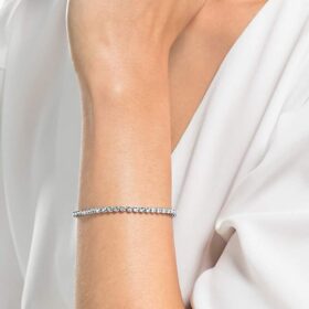 Imber Emily Tennisarmband, Rundschliff, Weiß, rhodiniert