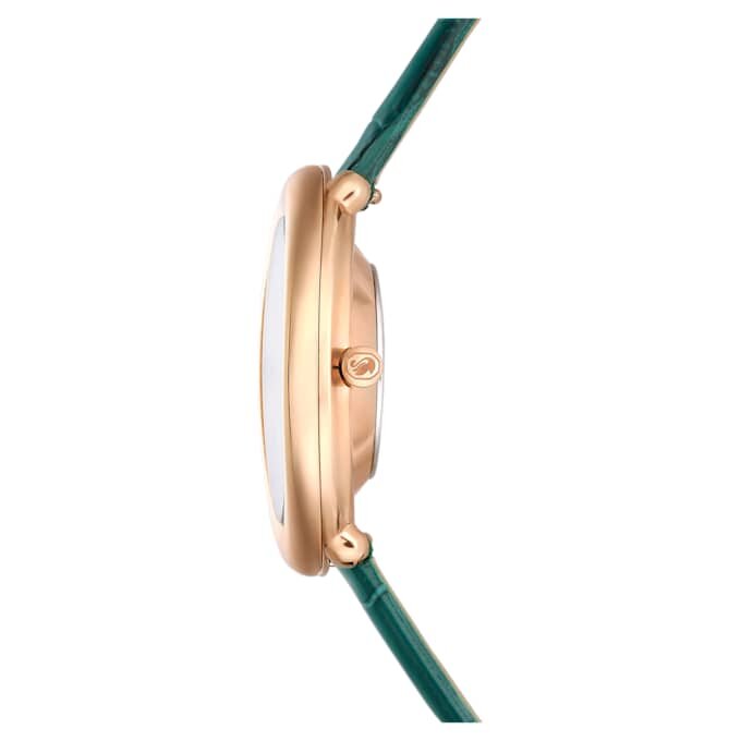 Imber Oval Uhr Swiss Made, Lederarmband, grün, roségoldfarben Imber Oval Uhr Swiss Made, Lederarmband, grün, roségoldfarben