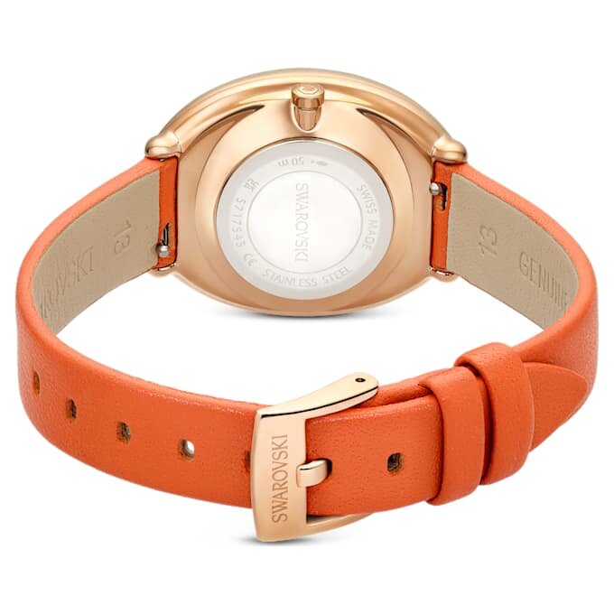 Imber Oval Uhr, Swiss Made, Lederarmband, orange, roségoldfarben Imber Oval Uhr, Swiss Made, Lederarmband, orange, roségoldfarben