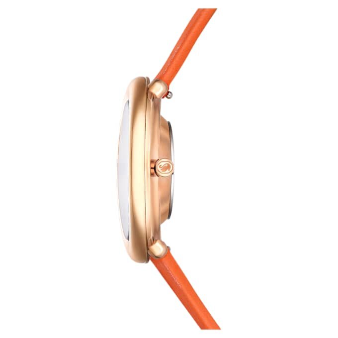 Imber Oval Uhr, Swiss Made, Lederarmband, orange, roségoldfarben Imber Oval Uhr, Swiss Made, Lederarmband, orange, roségoldfarben